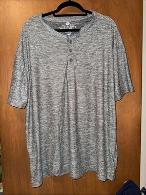 Raw yarn mens super soft Heathered grey henley shirt Sz 4X quiet lux comfort